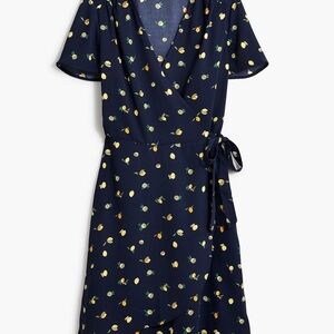 J Crew Navy lemon 🍋 Wrap Dress